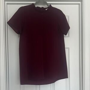 orange creek Short Sleeve Ruffle Neck Top - Wine